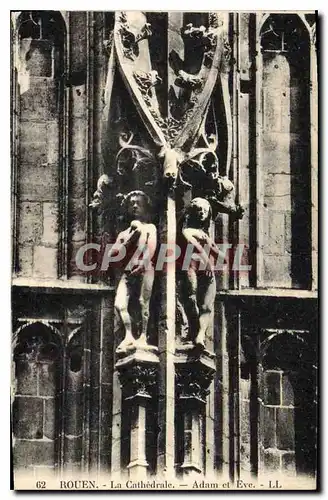 Cartes postales Rouen La Cathedrale Adam et Eve