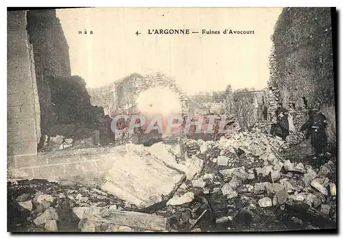 Cartes postales L'Argonne Ruines d'Avocourt Croix Rouge Militaria