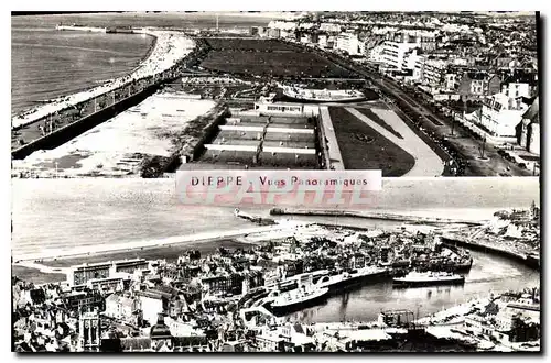 Cartes postales Dieppe Vues Panoramiques L'Esplanade Vue generale Le Port Bateau Tennis