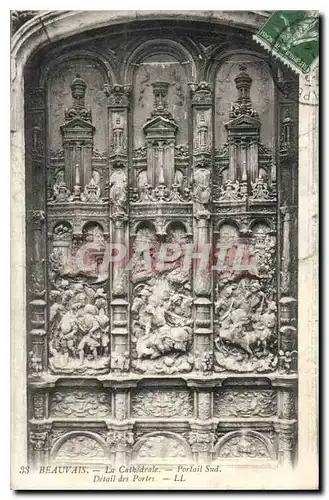 Cartes postales Beauvais La Cathedrale Portail Sud Detail des Portes