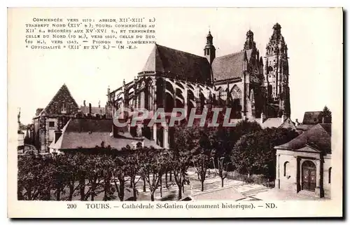 Cartes postales Tours Cathedrale St Gatien monument historique