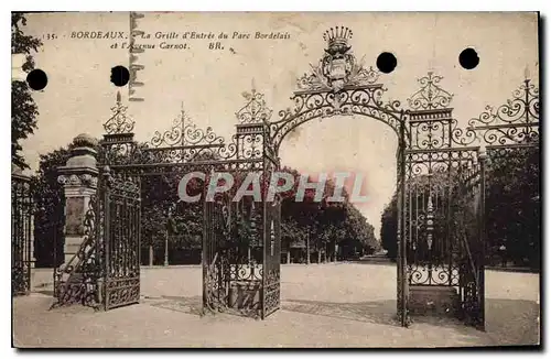 Cartes postales Bordeaux La Grille d'Entree du Parc Bordelais et l'Avenue Carnot