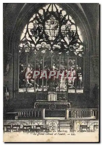 Cartes postales Loudun Vienne Eglise du Martray Le grand vitrail et l'autel