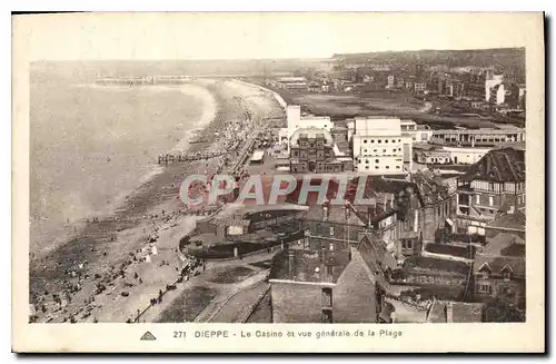 Cartes postales Dieppe le Casino et vue generale de la plage