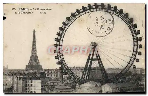 Cartes postales Paris la grande Roue et la Tour Eiffel