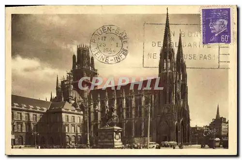 Cartes postales Rouen place de l'hotel de ville Eglise Saint Ouen