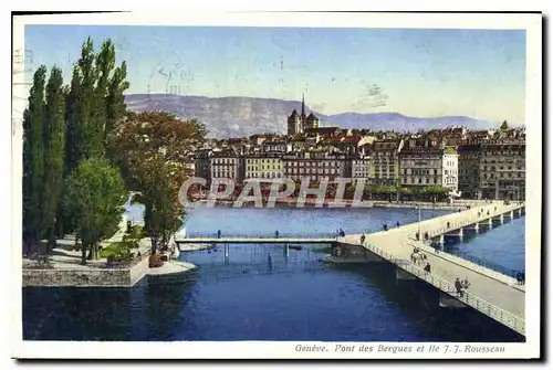 Ansichtskarte AK Geneve pont des Bergues et ile J J Rousseau