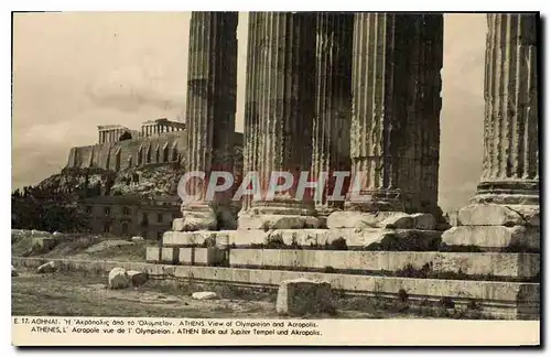 Cartes postales Athenes l'Acropole vue de l'Olypieion