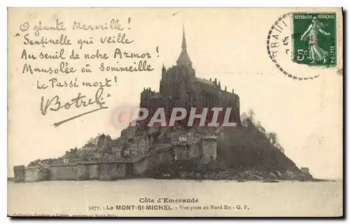 Cartes postales Cote d'Emerande Le MOnt St Michel Vue prise au Nord Est