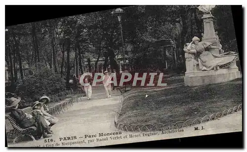 Cartes postales Paris Parc Monceau Monument Guy de Maupassant Raoul Verlet