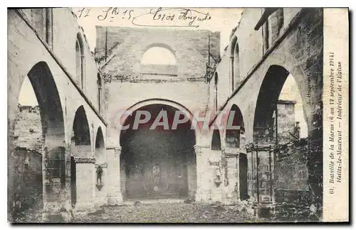 Ansichtskarte AK Militaria Bataille de la Marne 6 au 12 sep 1914 Heillz le Maurupt interieur de l'Eglise