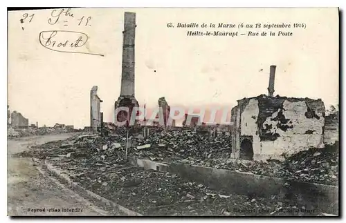 Ansichtskarte AK Militaria Bataille de la Marne 6 au 12 sep 1914 Heillz le Maurupt rue de la poste