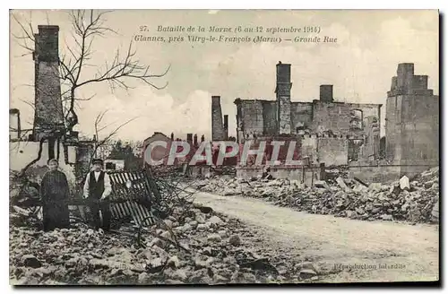 Ansichtskarte AK Militaria Bataille de la Marne 6 au 12 sep 1914 glannes pres Vitry le francois Marne grande rue