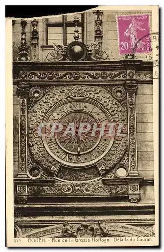 Cartes postales Rouen Rue de la Grosse Horloge datails du Cadran