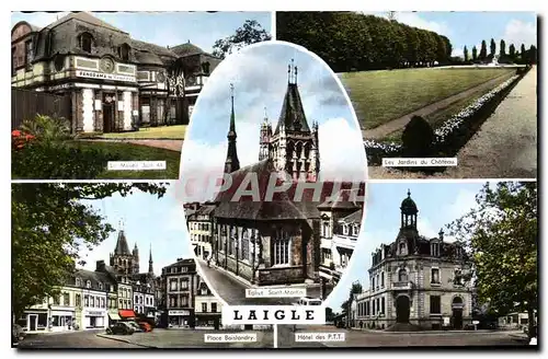 Cartes postales moderne Laigle  Le Musee Juin Les jardins du ch�teau Place Boislandry Hotel des PTT