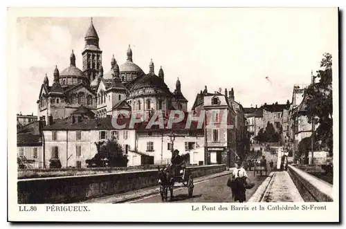 Cartes postales Perigueux Le Pont des Barris et la Cathedrale St Front Voiture a ane Mule