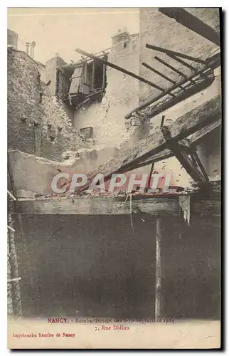 Ansichtskarte AK Nancy Bombardement des 9 10 Septembre 1914 Rue Didion