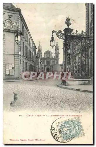 Cartes postales Nancy Rue de la Constitution et Cathedrale