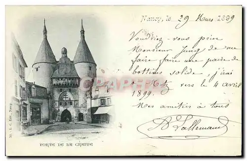 Cartes postales Nancy le 29 Mars 1899 Porte da la Crabbe