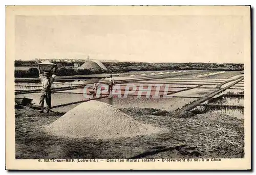 Cartes postales Batz sur Mer Dans les Marais salants Enlevement du sel a la Gede