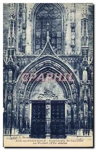 Cartes postales Aix en Provence Cathedrale St Sauveur Le Portail XVE siecle