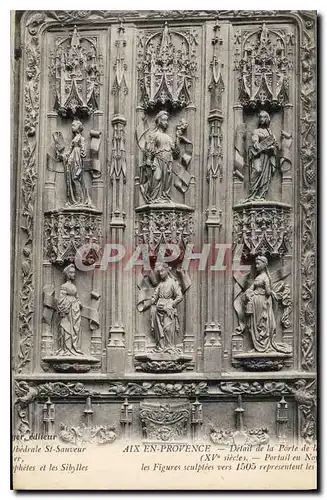 Ansichtskarte AK Aix en Provence detail de la porte de la Cathedrale St Sauveur XV siecle Portail en Noyer