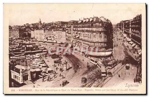 Cartes postales Marseille rue de la Republique et quai du Vieux Port