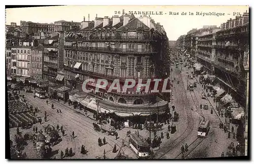 Cartes postales Marseille rue de la Republique Tramway