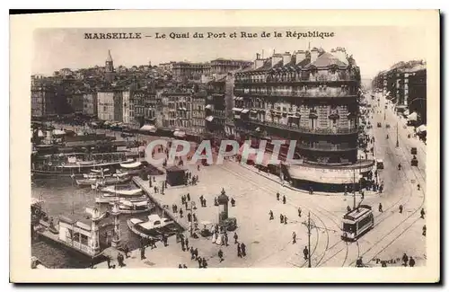 Cartes postales Marseille le Quai du Port et rue de la Republique Tramway