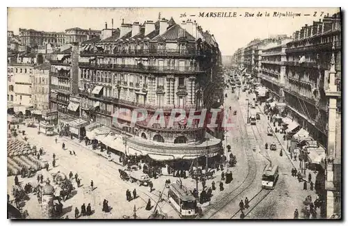 Cartes postales Marseille rue de la Republique Tramway