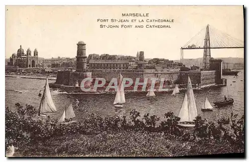 Cartes postales Marseille Fort St Jean et la cathedrale