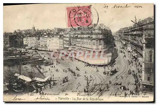 Cartes postales Marseille la Rue de la Republique Bateaux Tramway