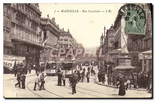 Cartes postales Marseille rue Cannebiere Tramways