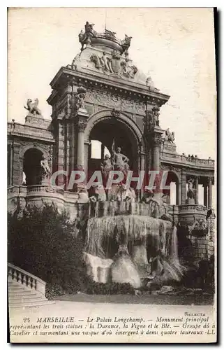 Ansichtskarte AK Marseille le palais Longchamp Monument principal representant les trois statues la Durance la Vi