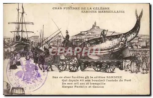 Cartes postales Char funebre de la celebre Sardine Marseillaise Poisson