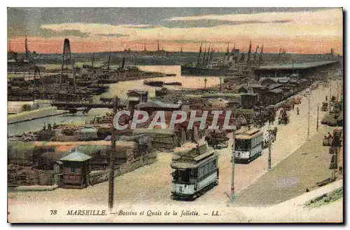 Cartes postales Marseille Bassins et Quais de la Joliette Tramways Bateaux