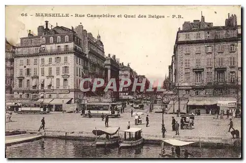 Cartes postales Marseille Rue Cannebiere et Quai des Belges Tramway