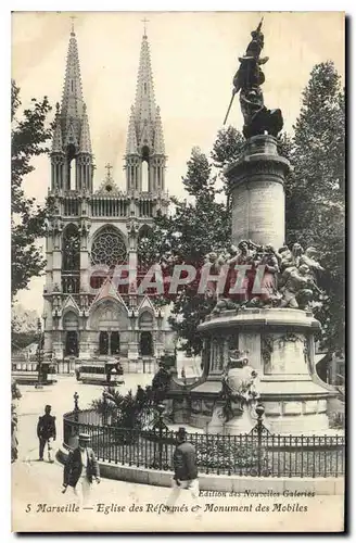 Cartes postales Marseille Eglise des Reformes et Monument des Mobiles Tramways