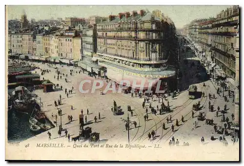 Cartes postales Marseille Quai du Port et Rue de la Republique