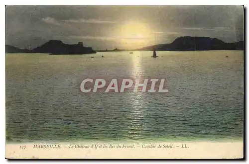 Cartes postales Marseille le chateau d'If et les Iles du Frioul coucher de Soleil