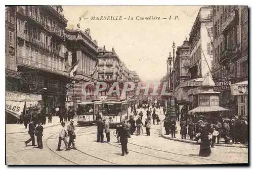 Cartes postales Marseille La Cannebiere Tramways