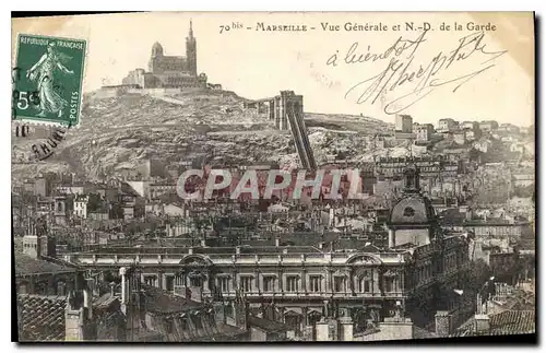 Cartes postales Marseille Vue generale sur Norte Dame de la Garde