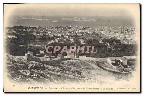 Cartes postales Marseille Vue sur le Chateau d'If prise de Notre Dame de la Garde