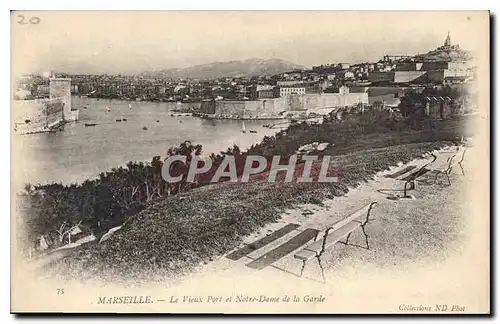 Cartes postales Marseille le vieux Port et Notre Dame de la Garde