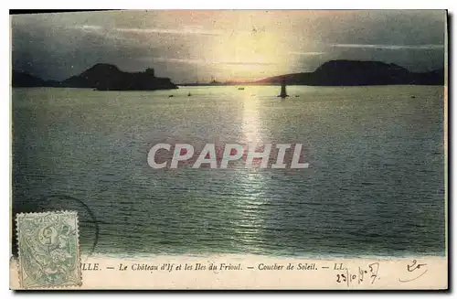 Cartes postales Marseille le chateau d'If et les Iles du Frioul coucher de soleil