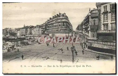 Cartes postales Marseille Rue de la Republique et Quai du Port Tramway