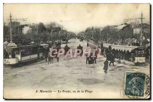 Cartes postales Marseille le Prado vu de la Plage Tramways