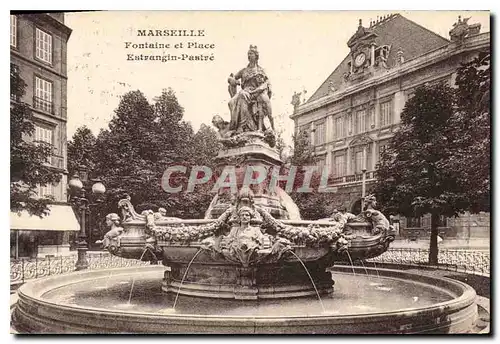 Cartes postales Marseille Fontaine et place Estrangin Pastre