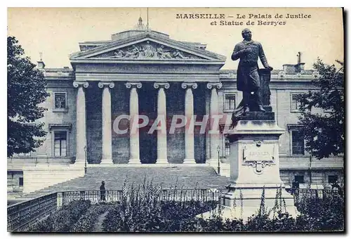 Ansichtskarte AK Marseille le palais de Justice et Statue de Berryen