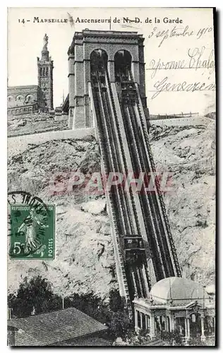 Cartes postales Marseille Ascenseur et Notre Dame de la Garde